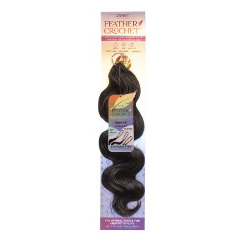 Janet Collection Human Hair Feather Crochet Body 18 inch Natural Black