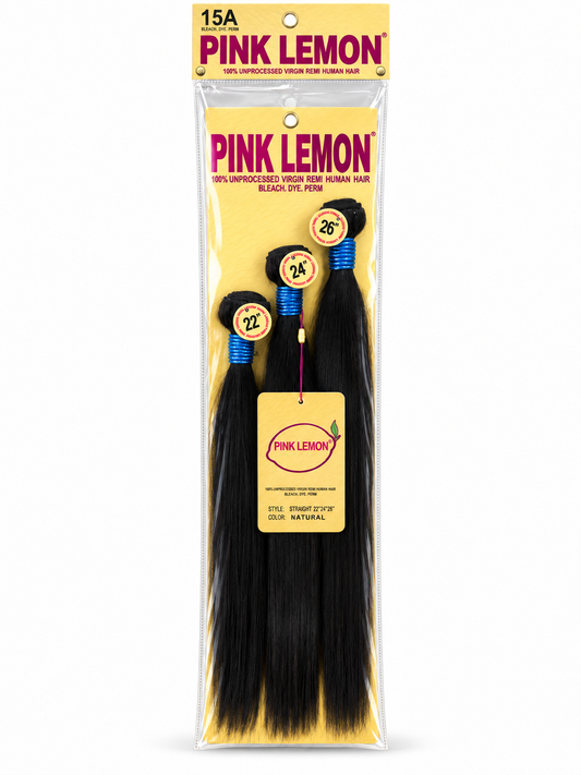 Pink lemon Virgin Human Hair Weave 3 Bundles Straight (Natural 22” “24” 26”