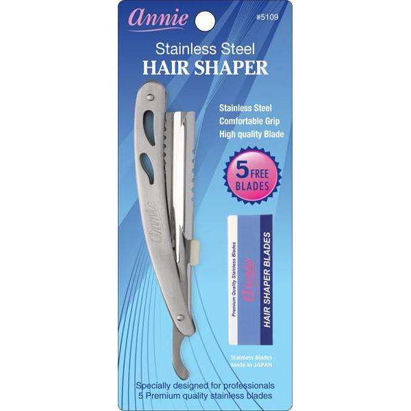 Annie Stainless Steel Hair Shaper Straight Razor with 5 Blades