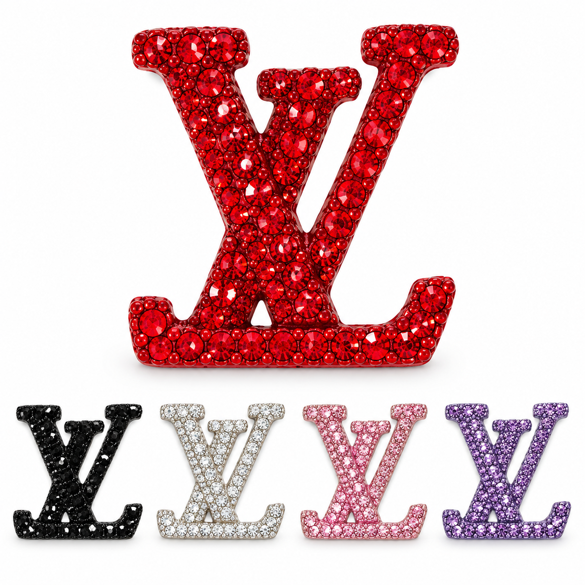 LV-style rhinestone charm
