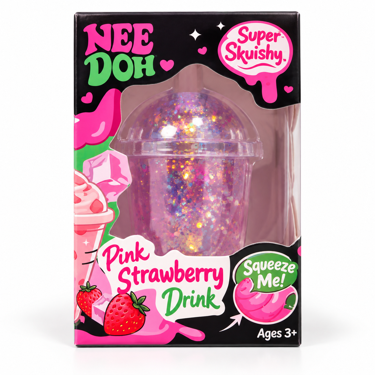 NeeDoh Pink Strawberry Drink Squishy