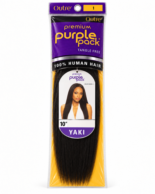 Outre Premium Purple Pack 100% Human Hair Yaki 10 inch Color 1