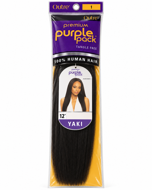 Outre Premium Purple Pack 100% Human Hair Yaki 12 inch Color 1