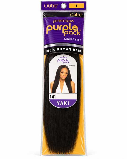 Outre Premium Purple Pack 100% Human Hair Yaki 14 inch Color 1