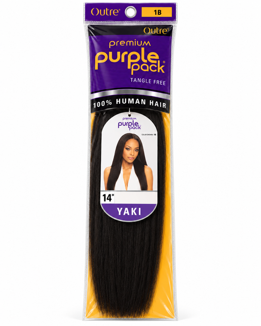 Outre Premium Purple Pack 100% Human Hair Yaki 14 inch Color 1B