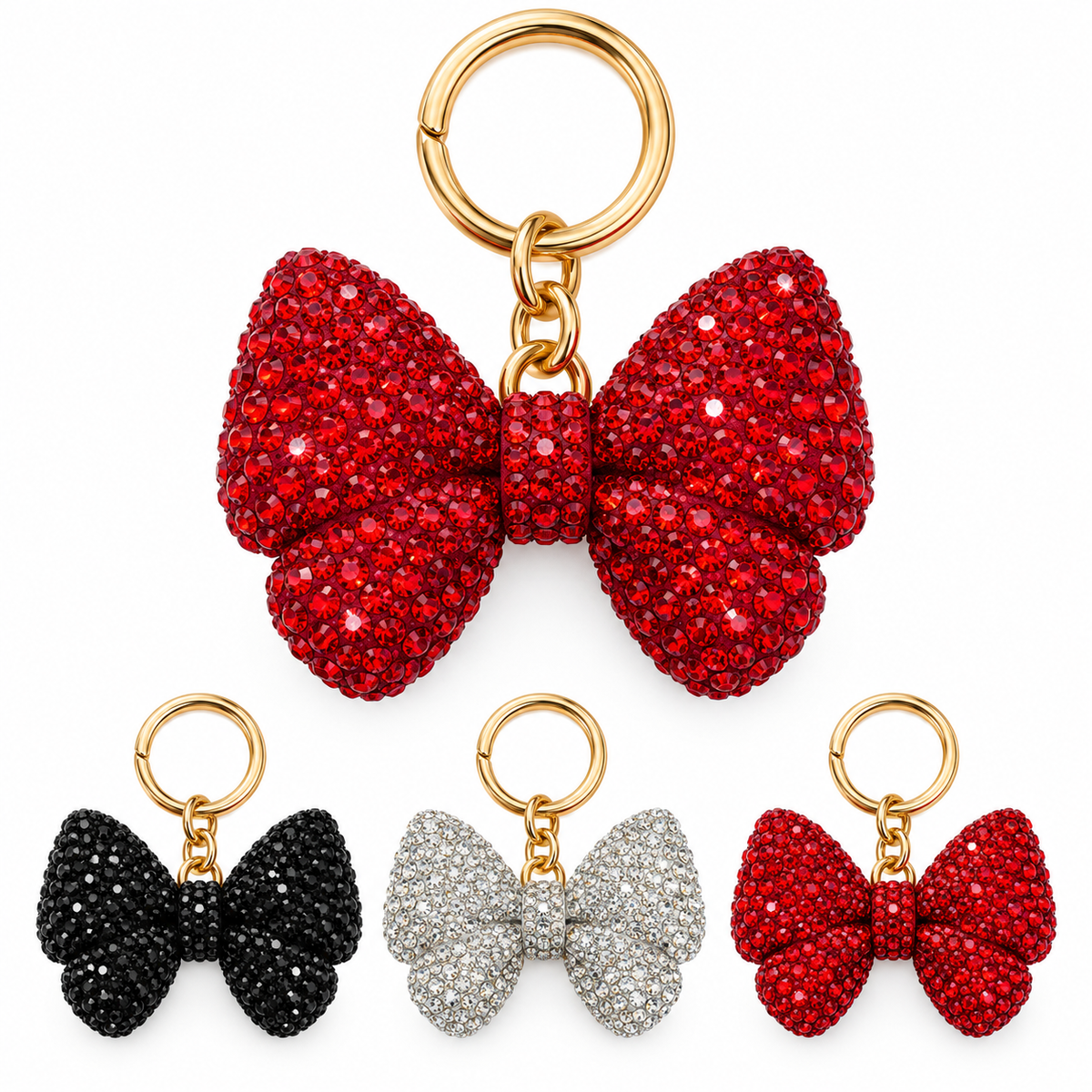 Rhinestone bow keychain