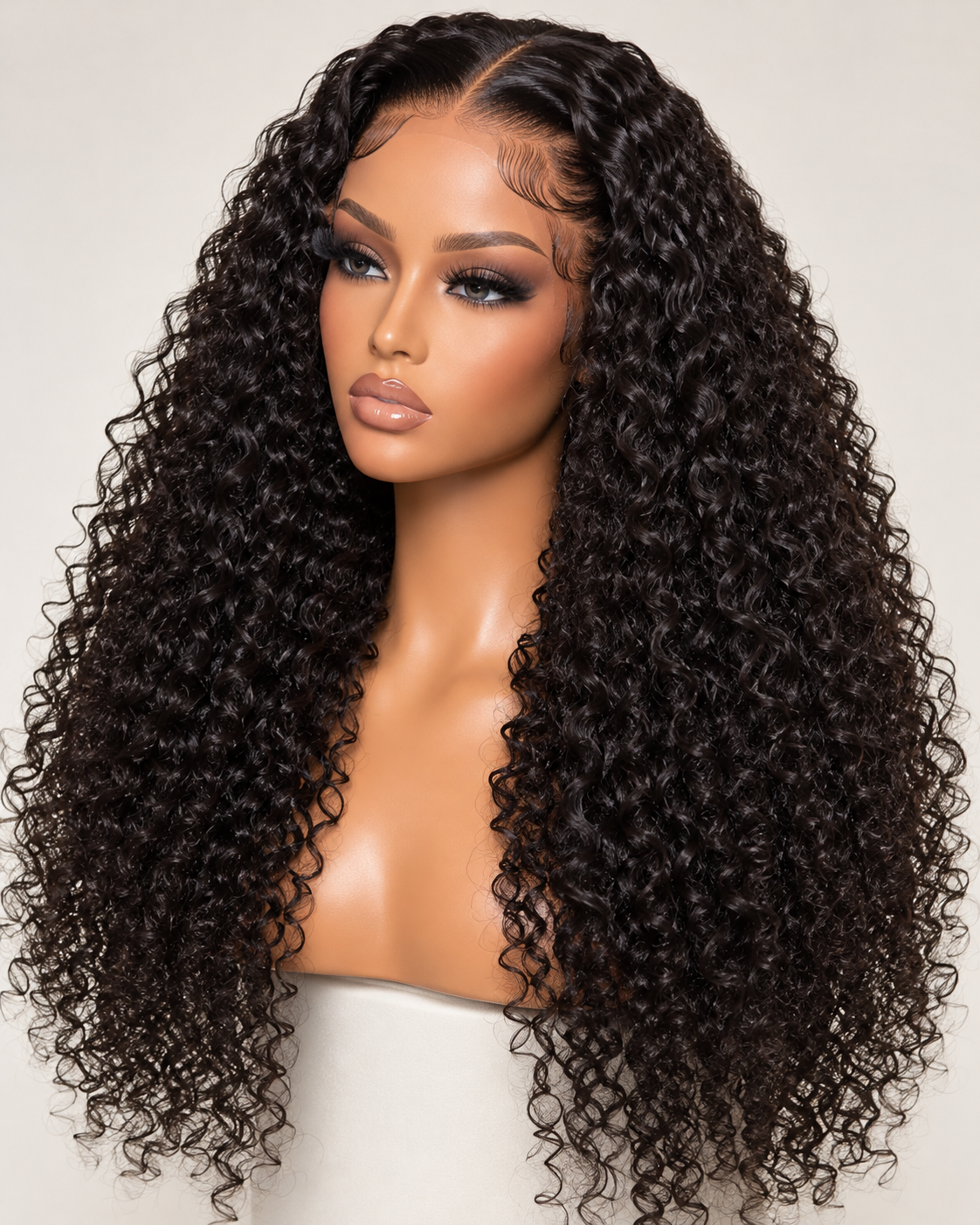 Burmese Curly wig styled illustration featuring tighter springy curls