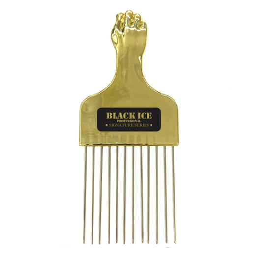 Black Ice BIC212 Signature Series gold handle metal pick comb